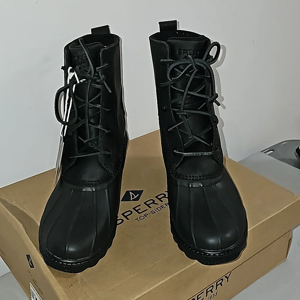 NEW Sperry Saltwater Heel Black Duck Boots Size 8M - Picture 7 of 8